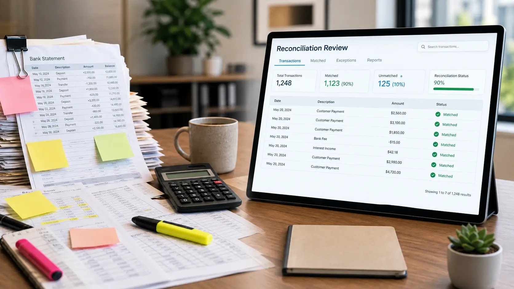 Accounting reconciliation workspace